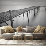 Wall murals Long wooden bridge over water