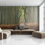 Wall murals Road with a bamboo fence