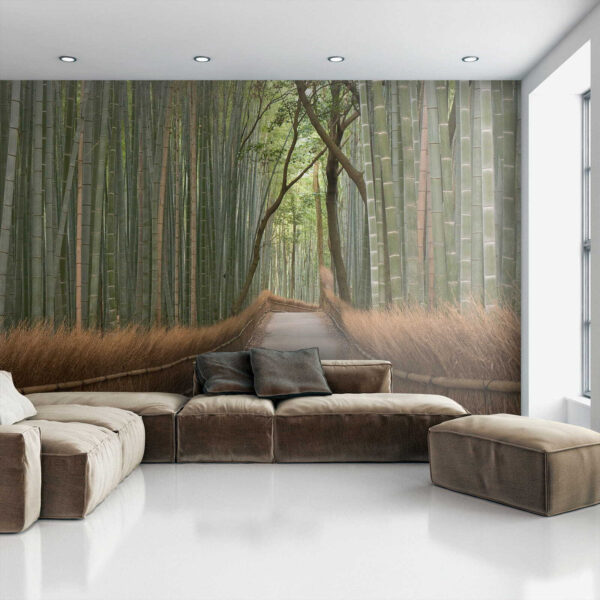 Road with a bamboo fence Wall murals Road with a bamboo fence