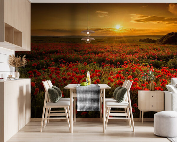 Wall murals Field of red flowers Wall murals Field of red flowers