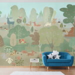 Wall murals Cartoon of animals in a forest