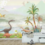 Wall murals Cartoon of a pterodactyl flying