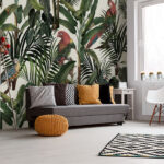 Wall murals Wallpaper with birds and plants
