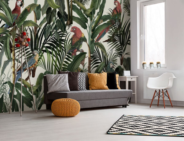 Wall murals Wallpaper with birds and plants Wall murals Wallpaper with birds and plants