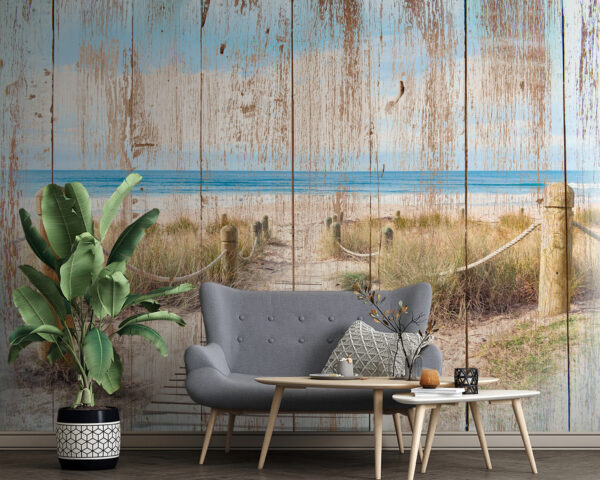 Wall murals Wooden path leading to a beach Wall murals Wooden path leading to a beach