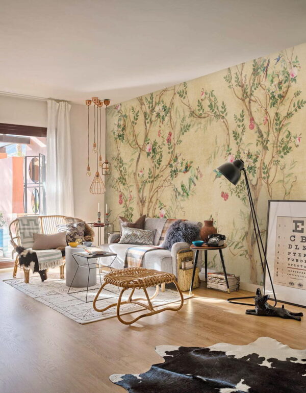 Wall murals Wallpaper with birds and flowers Wall murals Wallpaper with birds and flowers