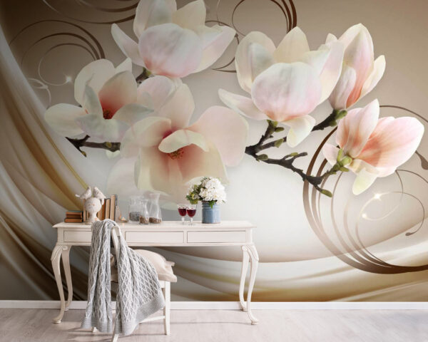 Wall murals Delicate blooms against a gentle backdrop Wall murals Delicate blooms against a gentle backdrop