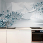 Wall murals Floating gems in a futuristic hallway.