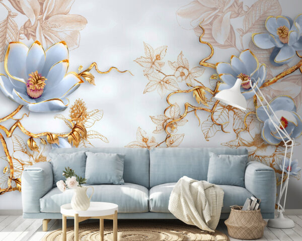 Wall murals Delicate blooms among graceful branches Wall murals Delicate blooms among graceful branches