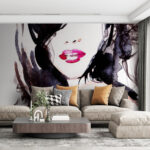 Wall murals Smoky watercolor portrait with expression