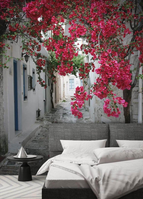 Bougainvillea brightens the narrow alleyway Wall murals Bougainvillea brightens the narrow alleyway