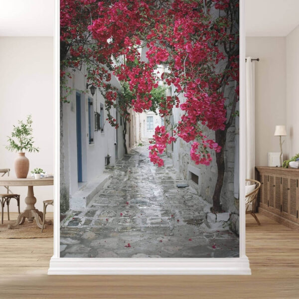Bougainvillea brightens the narrow alleyway Wall murals Bougainvillea brightens the narrow alleyway
