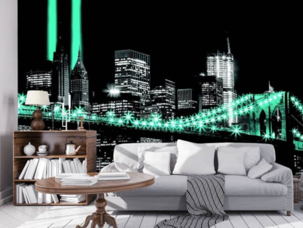 Wall murals Bridge with lights on it Wall murals Bridge with lights on it