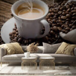 Wall murals Cup of coffee with steam coming out of it