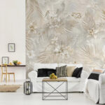 Wall murals Delicate floral and leaf pattern design.