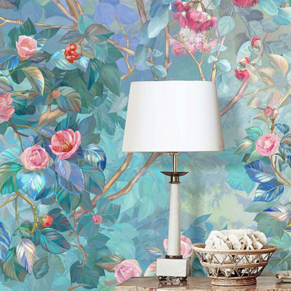 Wall murals Painting of a tree with flowers Wall murals Painting of a tree with flowers