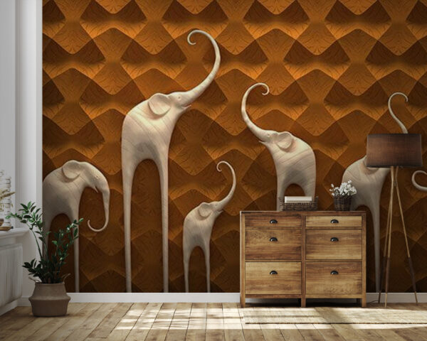 Wall murals Group of elephants on a wall Wall murals Group of elephants on a wall