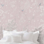 Wall murals Wallpaper with birds and plants