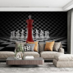 Wall murals Red and white chess piece