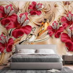 Wall murals Ornate floral design with sparkles.