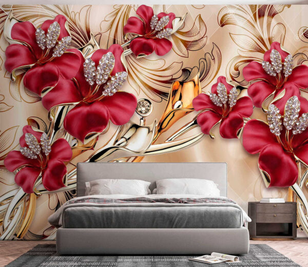 Ornate floral design with sparkles Wall murals Ornate floral design with sparkles