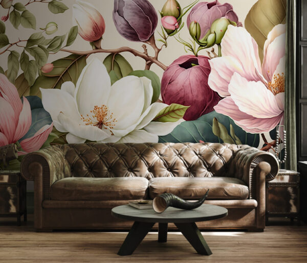 Blooming garden in vibrant colors Wall murals Blooming garden in vibrant colors