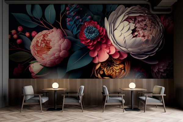 Elegant bouquet of vibrant blossoms Wall murals Elegant bouquet of vibrant blossoms