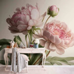 Wall murals Peony blossoms in gentle pink hues.