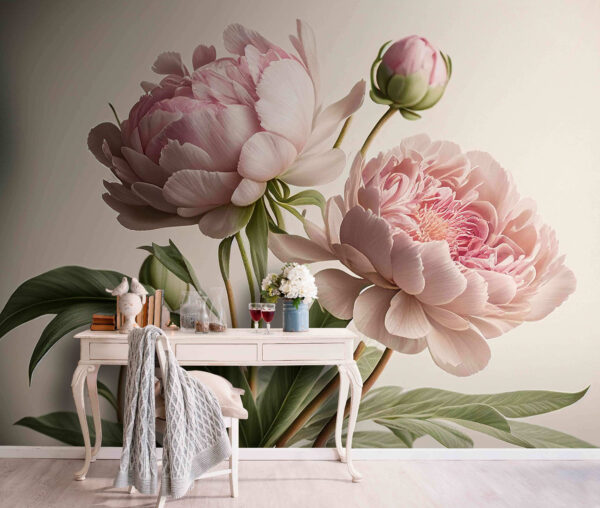 Peony blossoms in gentle pink hues Wall murals Peony blossoms in gentle pink hues