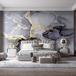 Wall murals Abstract fluid art with metallic highlights.