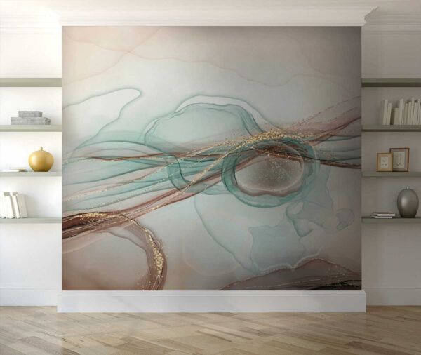 Abstract waves with shimmering accents Wall murals Abstract waves with shimmering accents