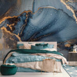 Wall murals Abstract blue and metallic pattern.