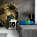 Wall murals Soccer ball caught in net.