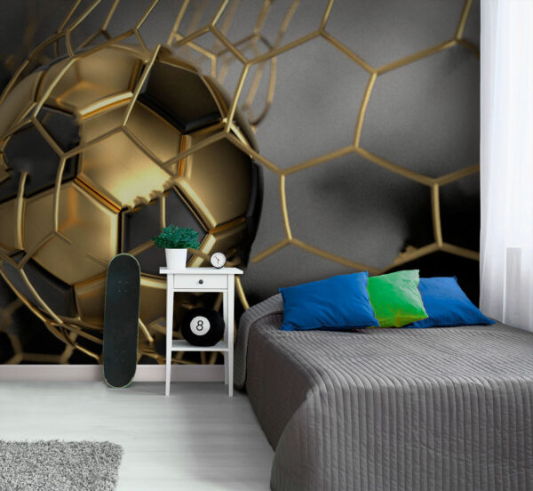 Wall murals Wall murals Soccer ball caught in net. (SKU: u73010)