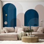 Wall murals Blue jar with white lines