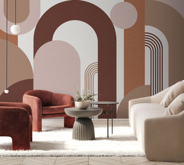 Abstract geometric shapes in earthy tones Wall murals Abstract geometric shapes in earthy tones