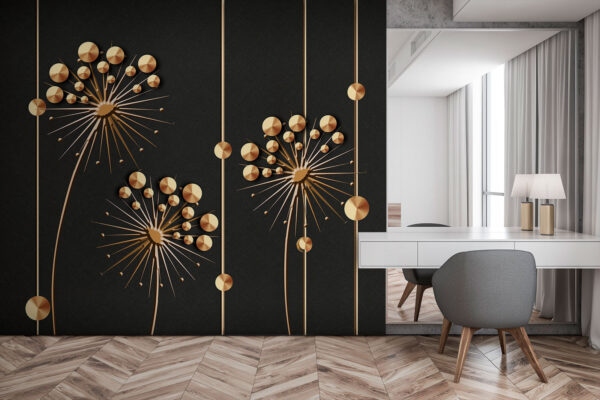 Wall murals Elegant floral designs on dark backdrop Wall murals Elegant floral designs on dark backdrop