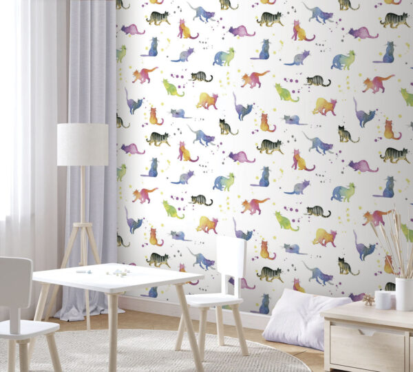 Wall murals Pattern of watercolor cats Wall murals Pattern of watercolor cats