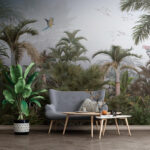 Wall murals Bird flying over a tropical forest