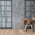 Wall murals Bamboo shadows through window panes.