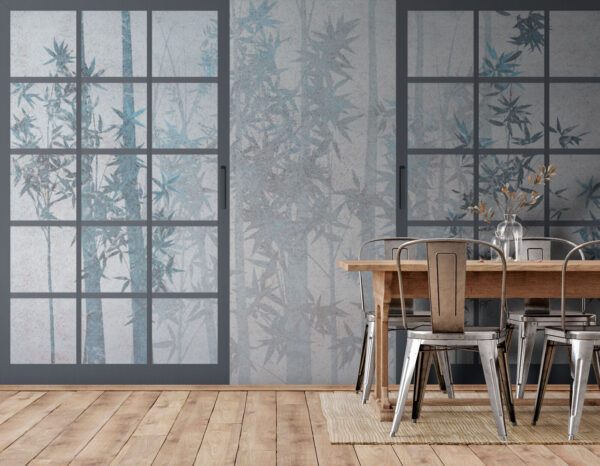 Bamboo shadows through window panes Wall murals Bamboo shadows through window panes