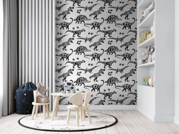 Wall murals Pattern of dinosaurs with words Wall murals Pattern of dinosaurs with words