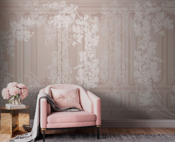 Ornate floral pattern on elegant wall Wall murals Ornate floral pattern on elegant wall