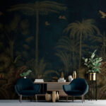 Wall murals Wallpaper with trees and birds