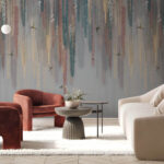 Wall murals Colorful floral design with butterflies
