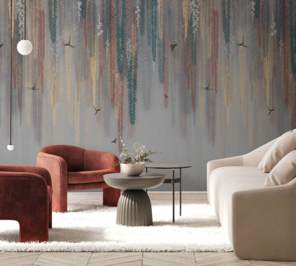 Wall murals Colorful floral design with butterflies Wall murals Colorful floral design with butterflies