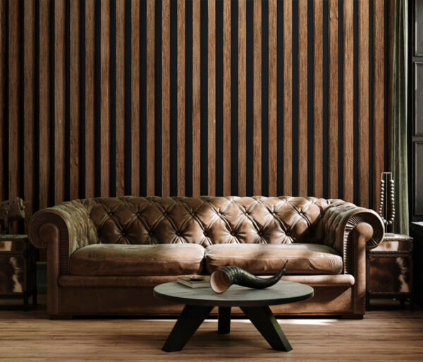 Wooden slats with dark background Wall murals Wooden slats with dark background