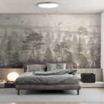 Wall murals Birds flying over a forest