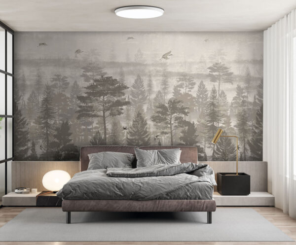 Wall murals Birds flying over a forest Wall murals Birds flying over a forest