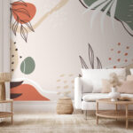 Wall murals Abstract leaves and shapes illustration.
